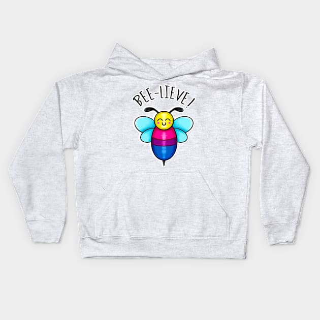 Kawaii LGBT Bee-lieve. Bisexual Pride Flag Kids Hoodie by bolincradleyart